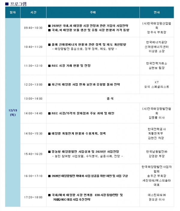 세미나 프로그램 시간표 [자료=산업교육연구소]