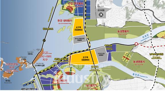 1.4GW 투자유치형 발전사업 대상지역 배치도 [자료=새만금개발청]