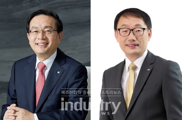 우리금융그룹 손태승 회장(왼쪽)과 KT 구현모 대표 [사진=우리금융그룹]