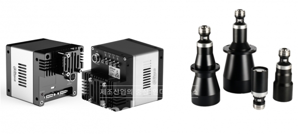 사진은 왼쪽부터 Huaray 65M카메라, Telecentric 렌즈 라인업(0.1~2.0x) [사진=앤비젼]