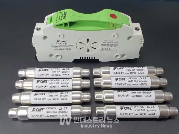 다이오드전자가 출시한 F-CHFE사의 태양광 DC 1500V 퓨즈 [사진=다이오드전자]
