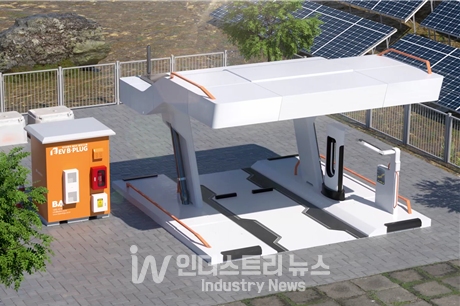 EV B·PLUG 적용 조감도. 신규로 전기 인입이 어려운 국내외 지역, 또는 전기차 급속충전소 설치로 인해 계약 전력을 증설해야하는 장소에 자유롭게 전기차충전소를 구축할 수 있다. [사진=비에이에너지]