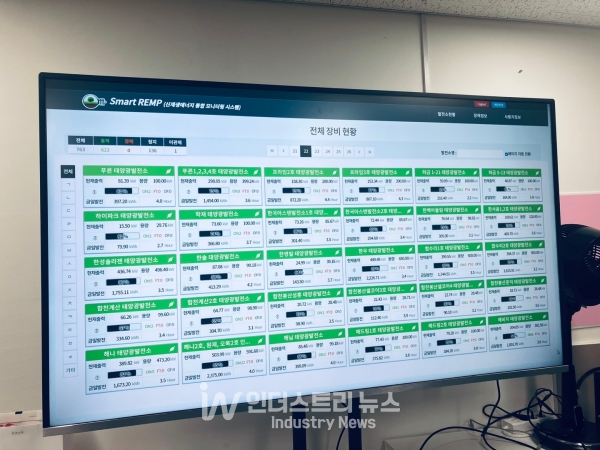 알피오가 관리하고 있는 태양광발전소 현황 모니터링 시스템 화면 [사진=알피오]