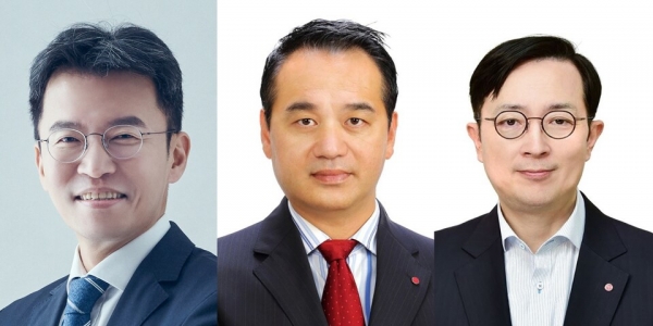 (왼쪽부터) 부사장으로 승진한 한웅재 법무실장, 전무로 승진한 은기 미국 GM 조인트벤처(JV) 생산법인장, 전무로 승진한 이한선 특허그룹장./사진=LG에너지솔루션
