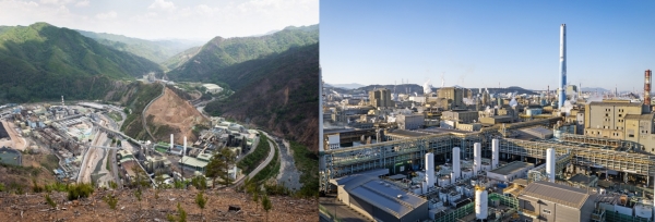 영풍 석포제련소(왼쪽)과 고려아연 온산제련소/ 사진 = 환경보건시민센터, 고려아연