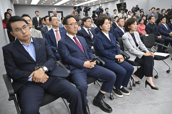 4일 서울 여의도 중앙당사에서 열린 제21대 대통령선거 국민의힘 중앙선거대책위원회 해단식에 국민의힘 의원들이 참석해 있다. /사진=공동취재단